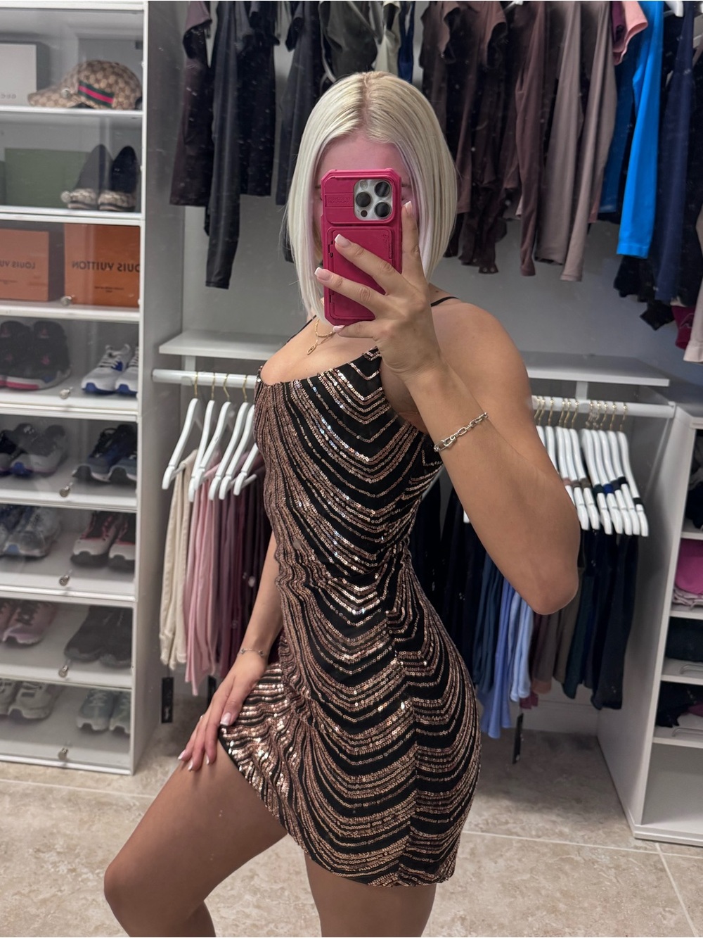 Vintage rare black and rose gold mini dress